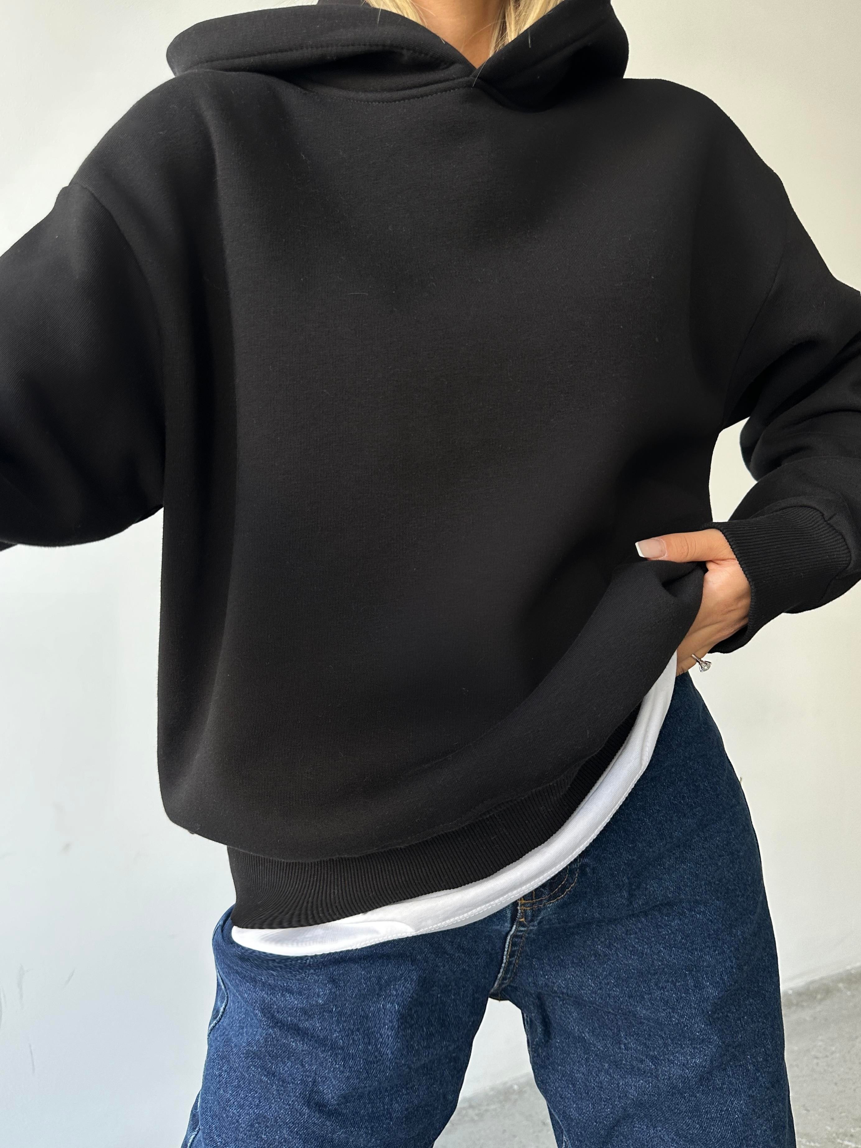 Kapüşonlu Sweatshırt Siyah