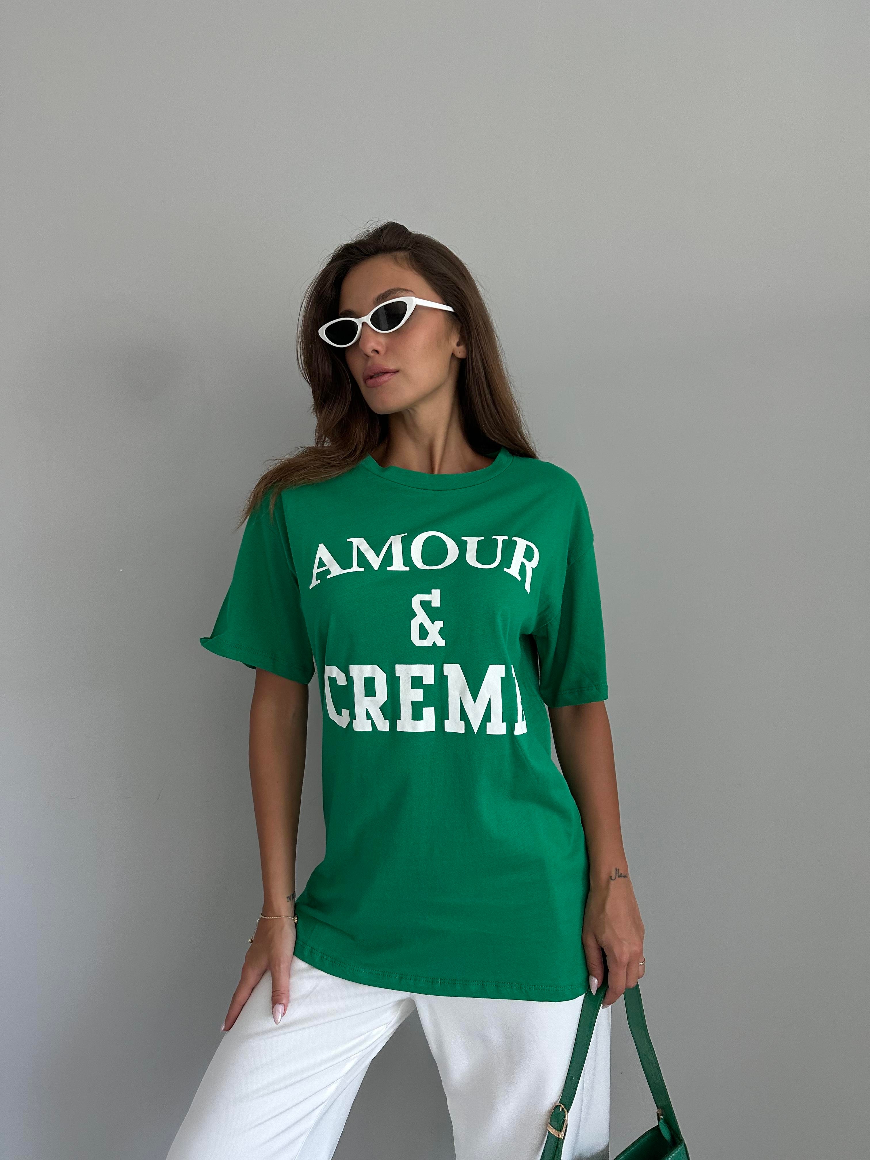 Amour Creme Oversize Basic Yeşil