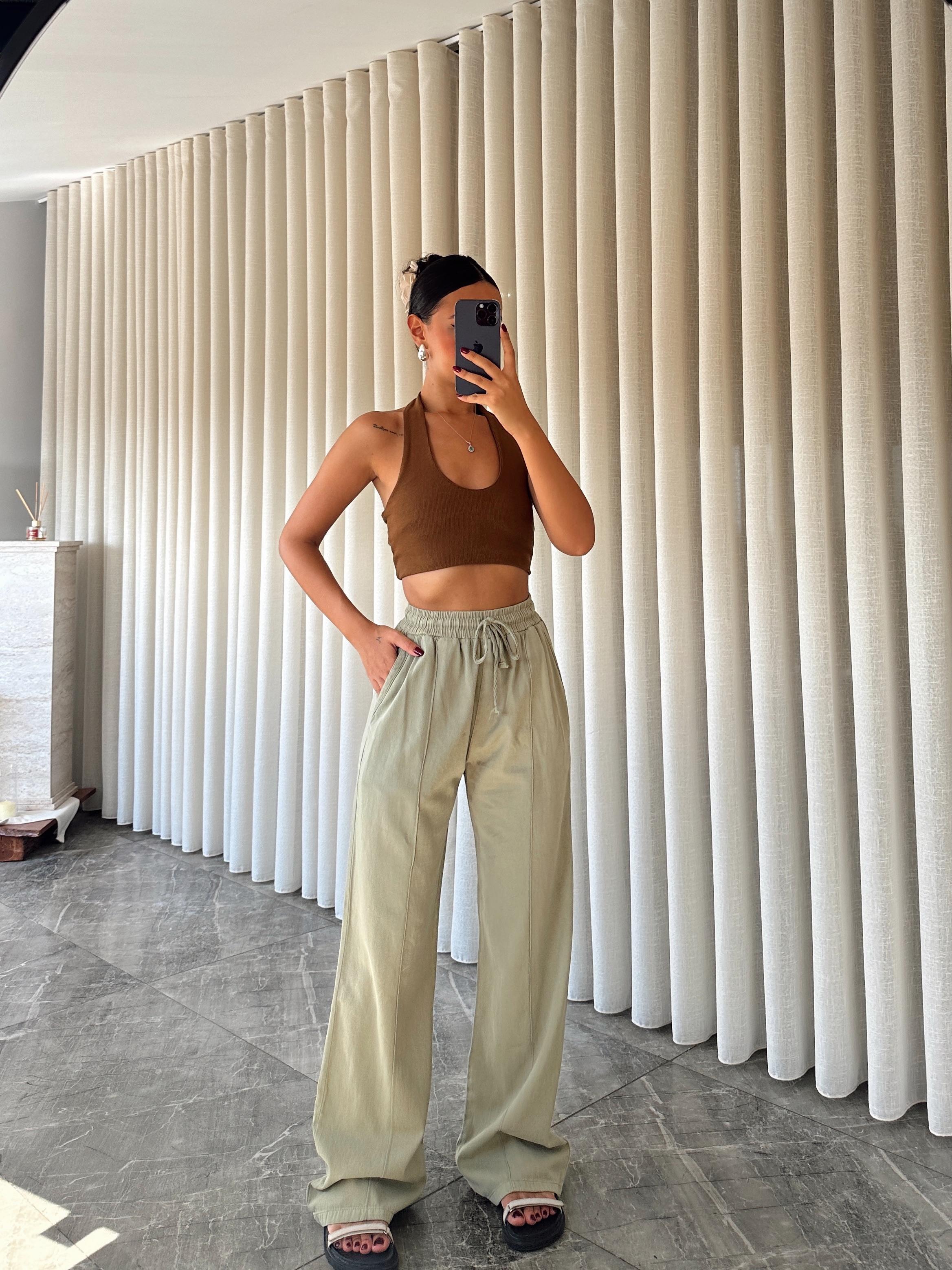 Bağcıklı Gabardin Pantolon