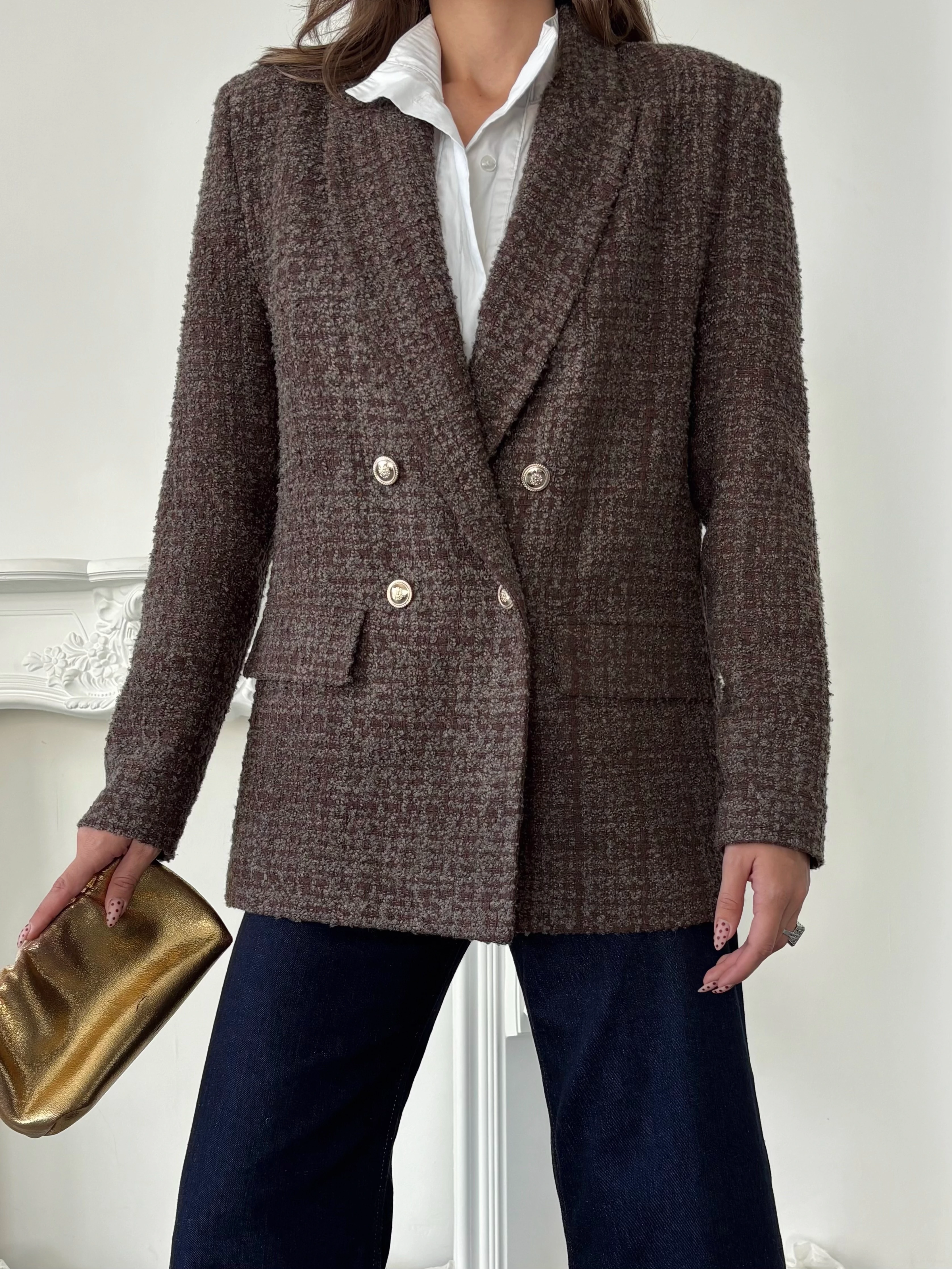 Tüvit Blazer Ceket - Kahve