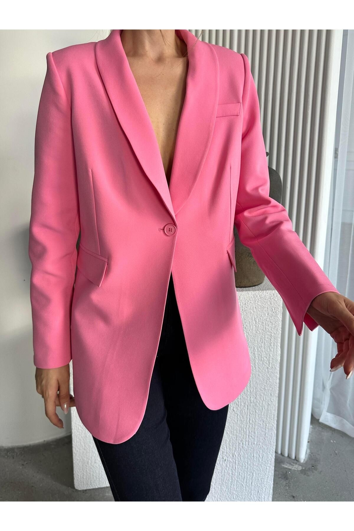 Kol Yırtmaç Blazer Ceket Pembe