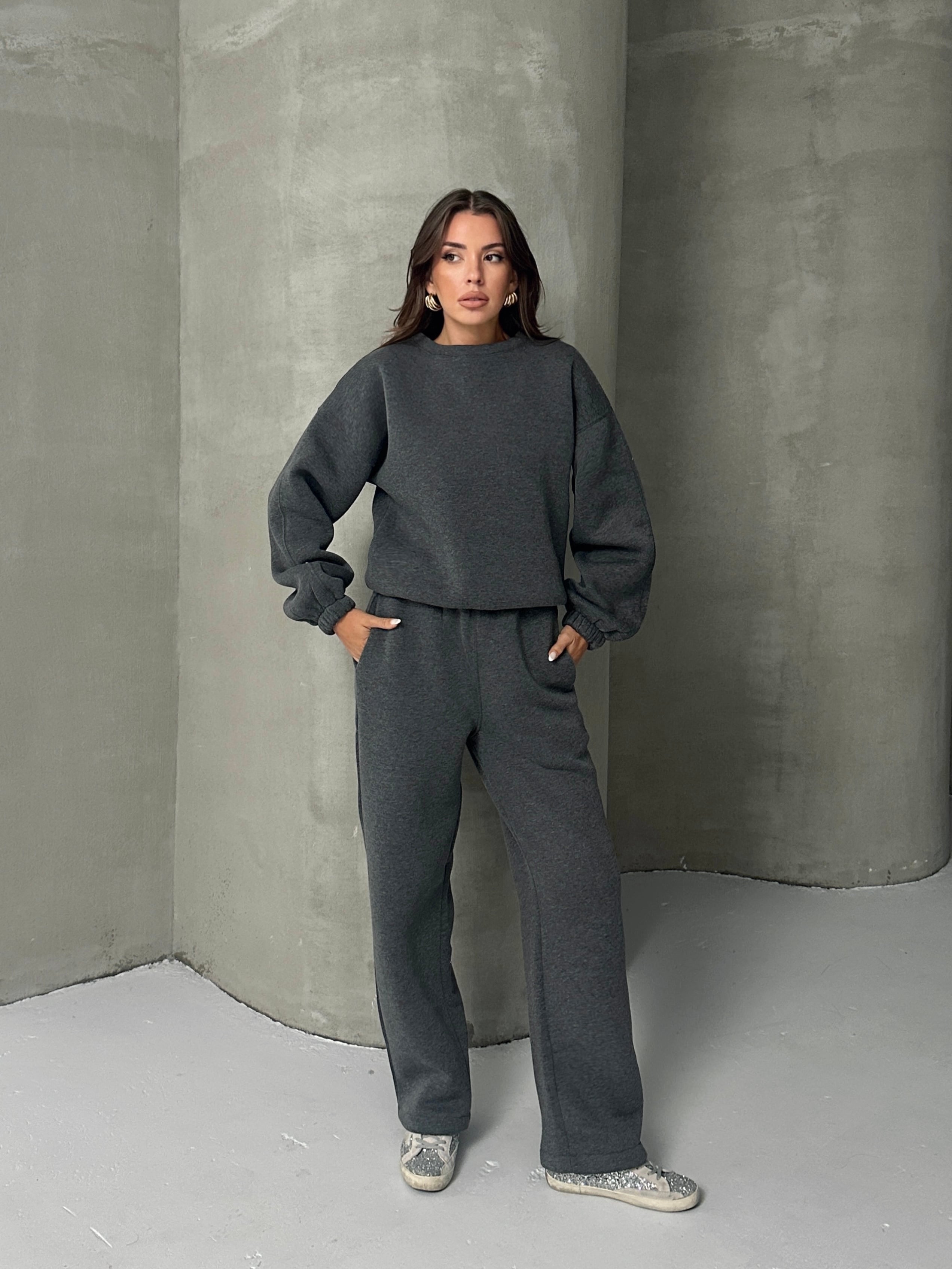 Oversize Şardonlu Takım - Füme