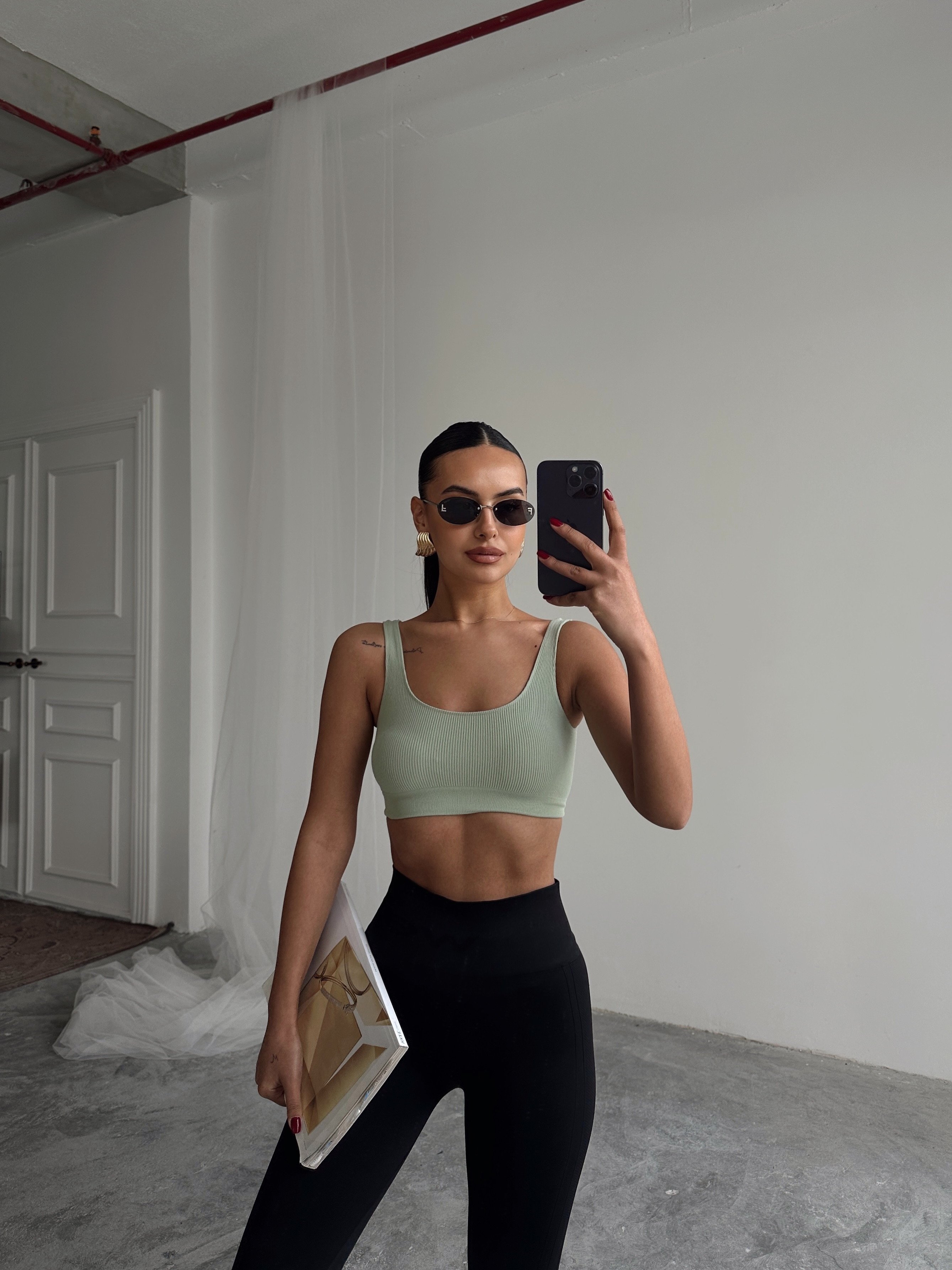 Seamless Fitilli Crop - Mint