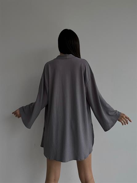 Üçlü Sun Kimono Takım Gri