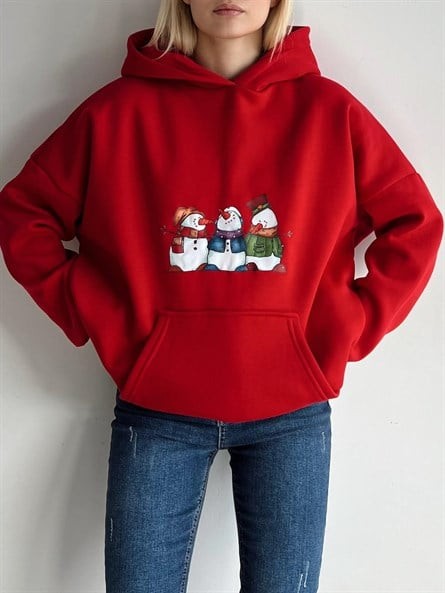 Snowman Baskı Bf Sweat Kırmızı
