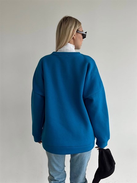 Ready Süzene Detay 3 İplik Sweatshirt Mavi