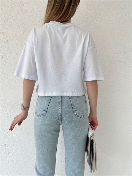 Shell Kolye Aksesuar Crop Basic Beyaz