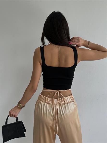 Triko Korse Crop Siyah