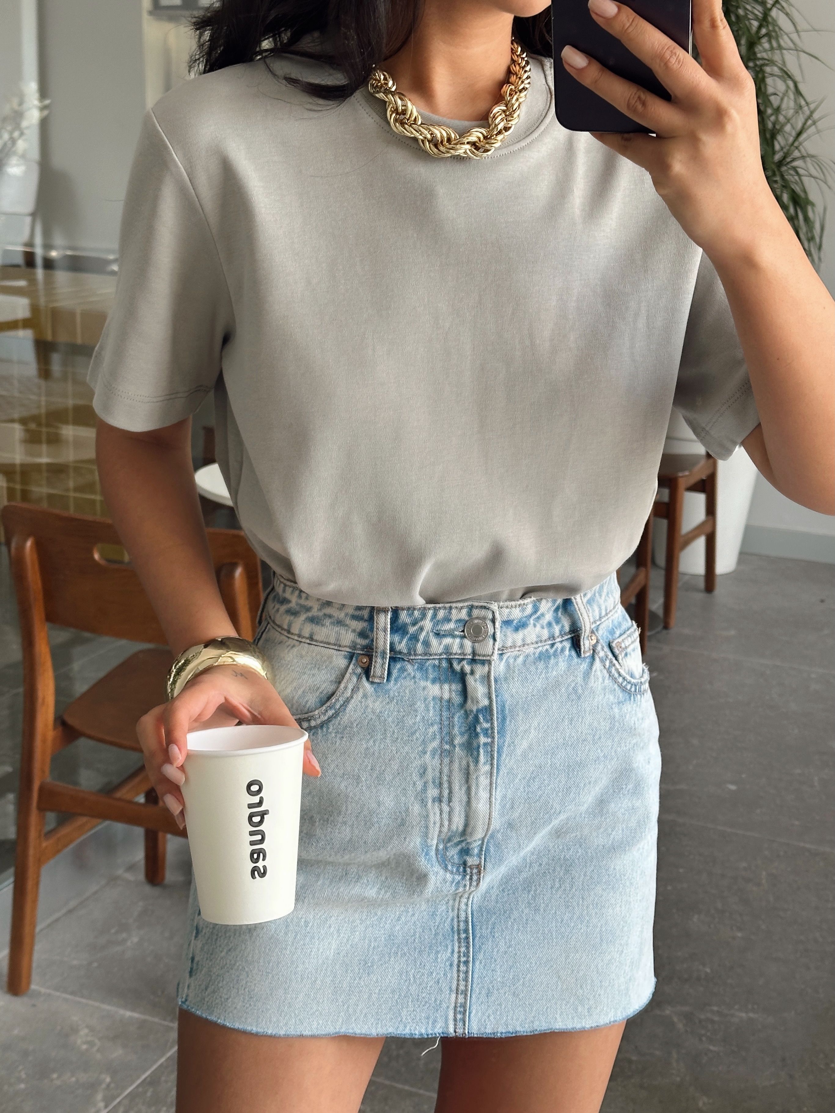 Düz Oversize Basic - Gri