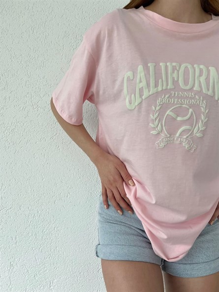 California Bisiklet Yaka Basic Pudra Pembe