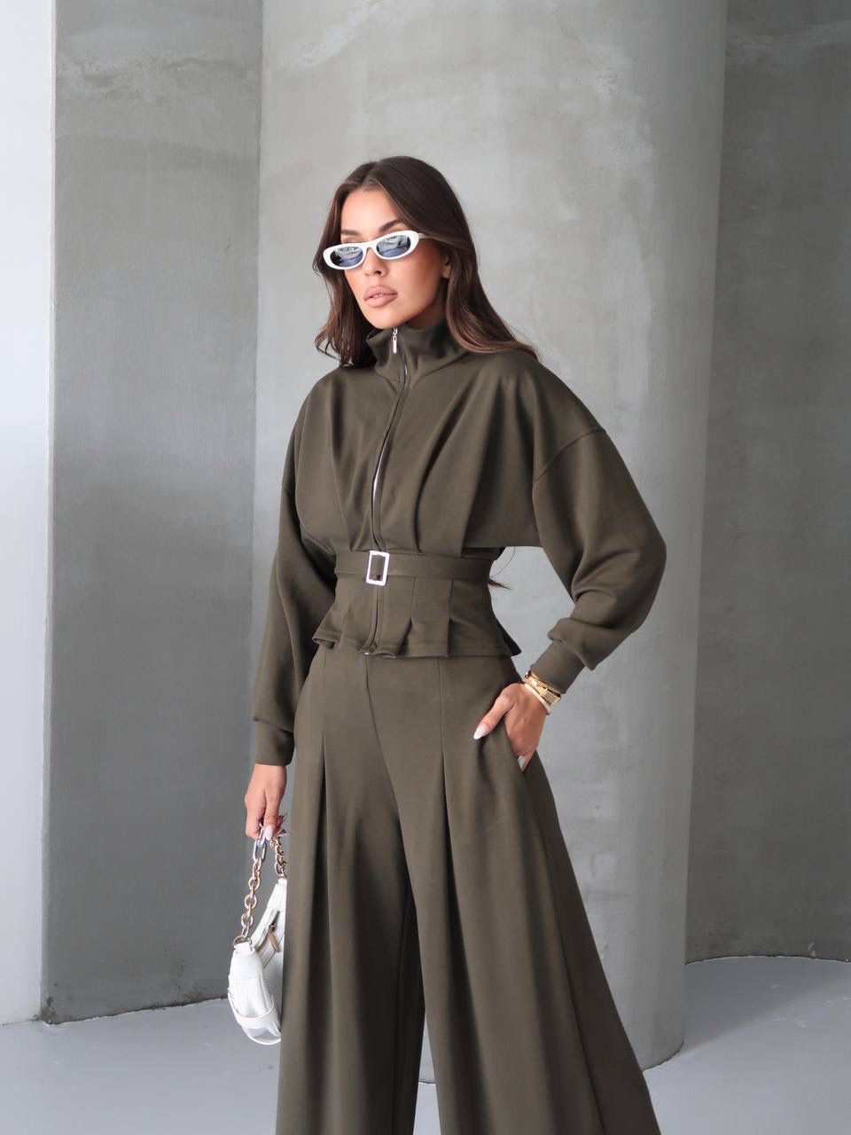 Beli Kemerli İkili Takım  - Haki