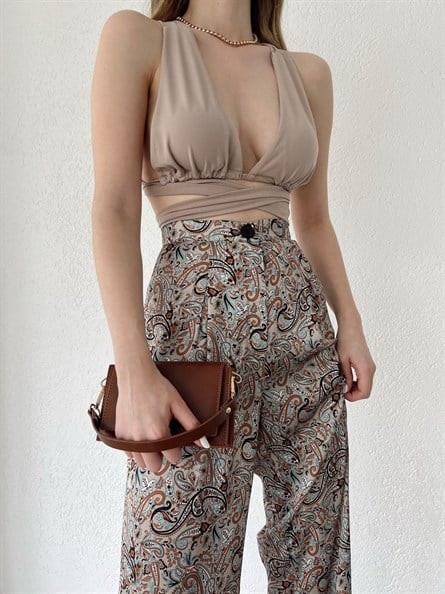 Bağlamalı Sandy Croptop Vizon
