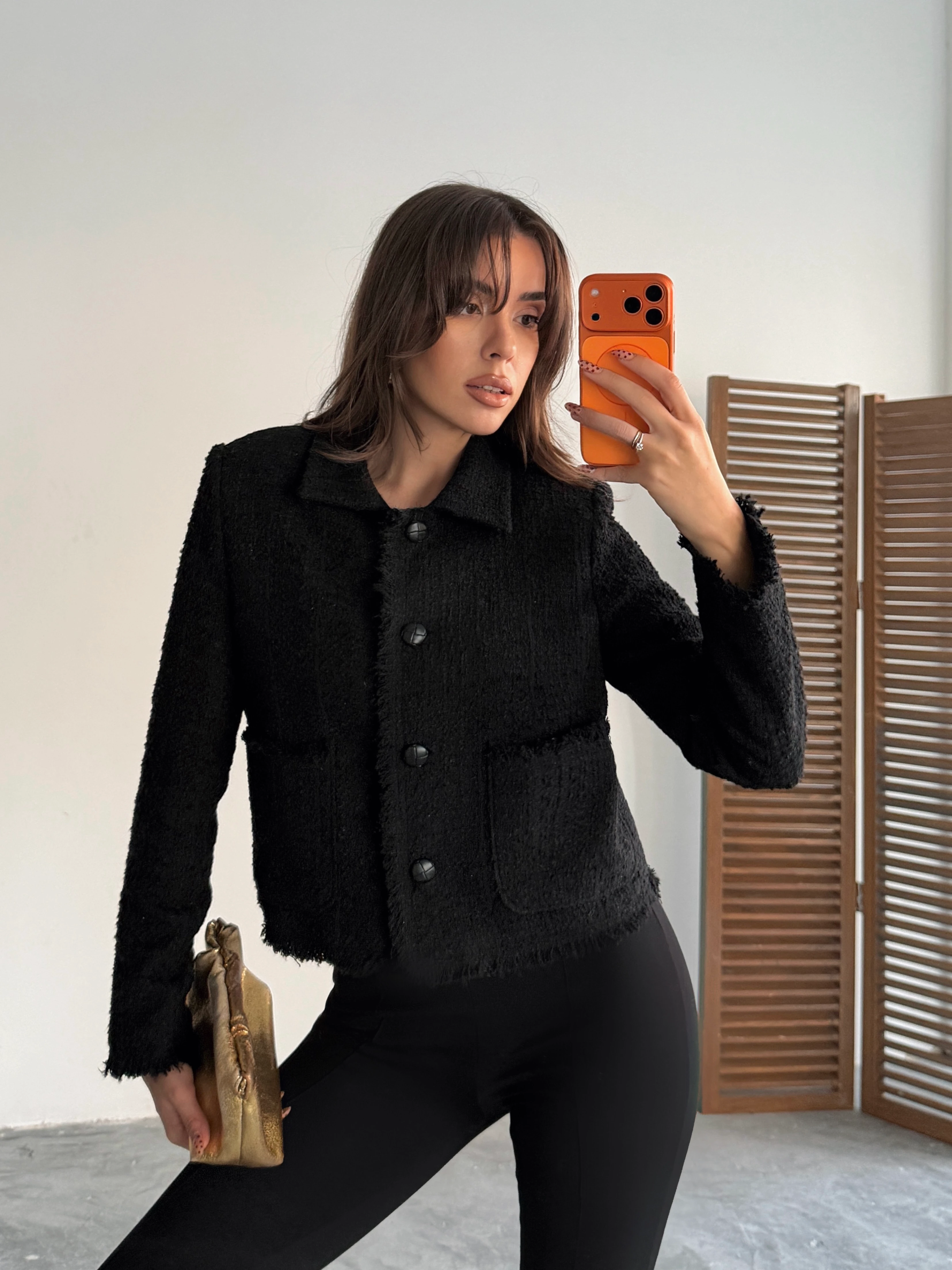 Püskül Detay Tüvit Ceket