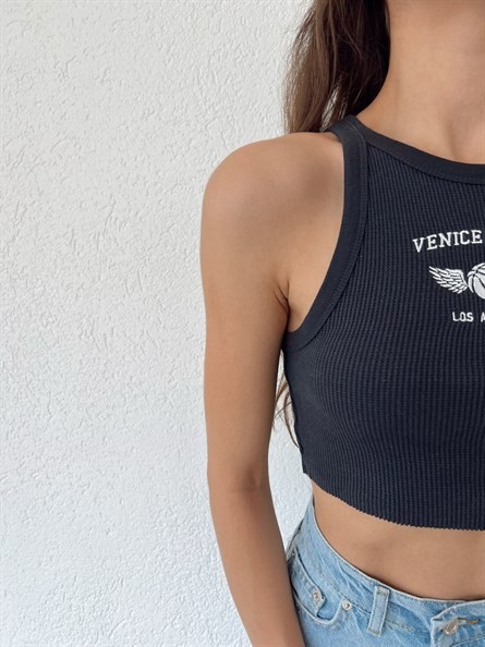 Venice Beach Halter Crop Top Füme