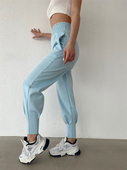 Bel Lastik Pliseli Scuba Jogger Eşofman Bebe Mavi