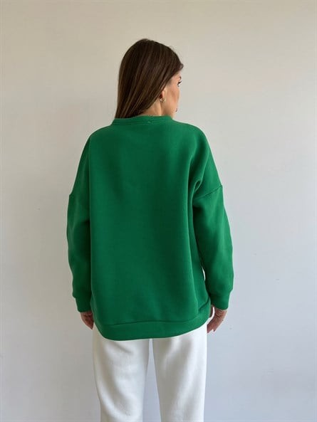 Amsterdam 3 İplik Şardonlu Sweatshirt Yeşil