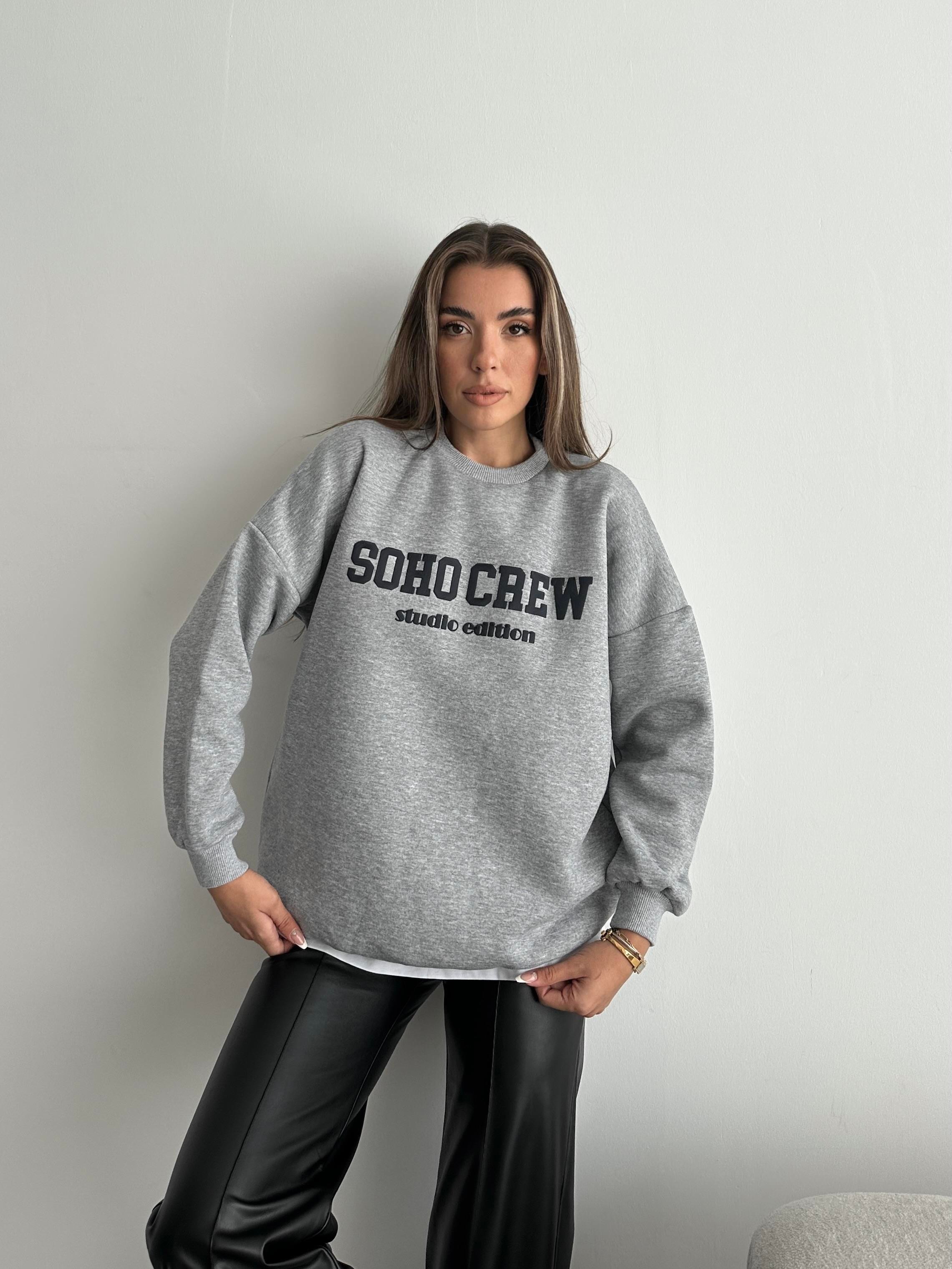 Soho Crew Oversize 3 İplik Sweatshirt Gri