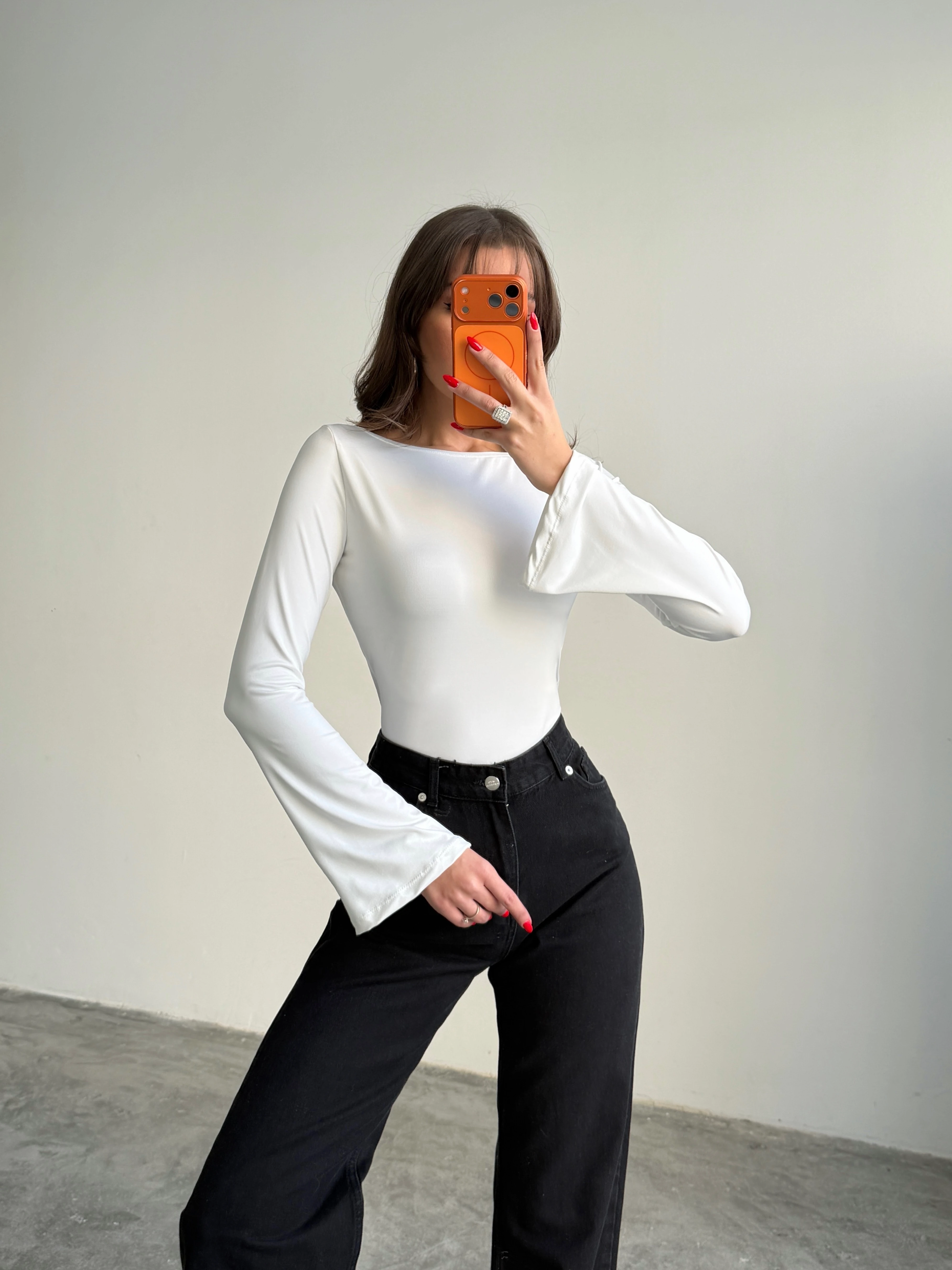 İspanyol Kol Bluz  - Beyaz