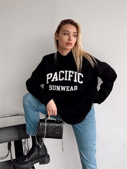 Pacific Oversize 3 İplik Sweatshirt Siyah
