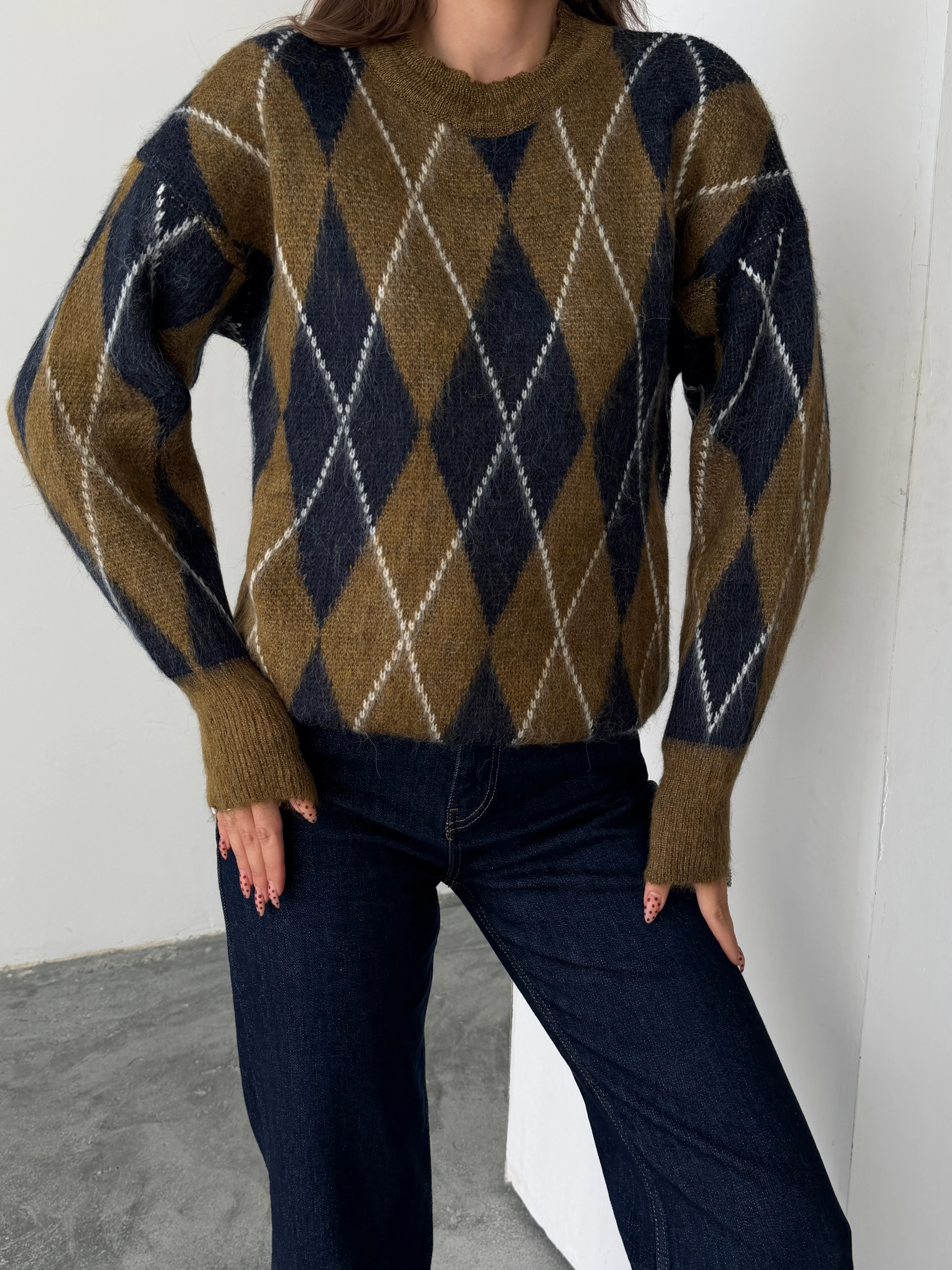 Ribanalı Baklava Desen Kazak