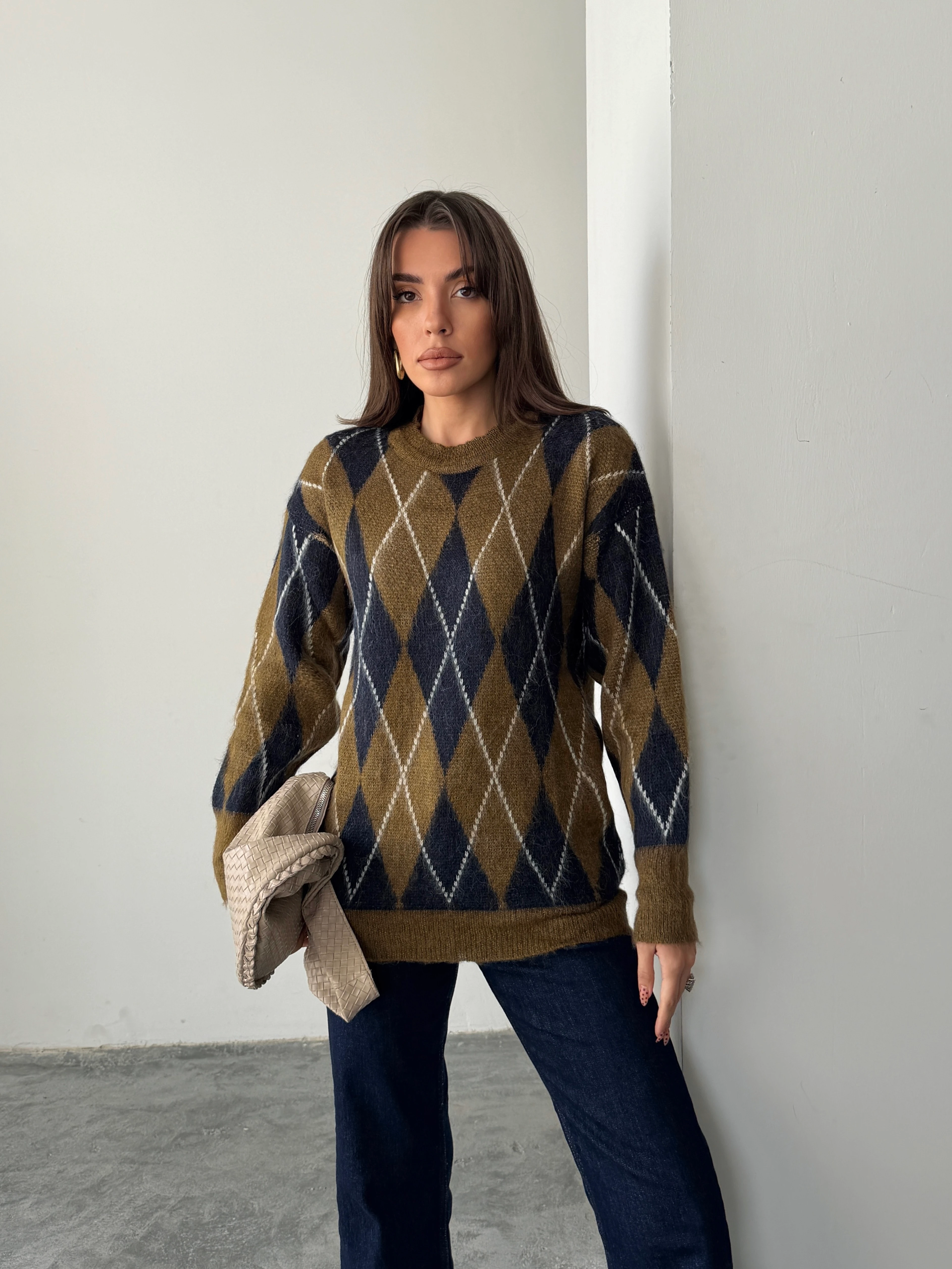 Ribanalı Baklava Desen Kazak