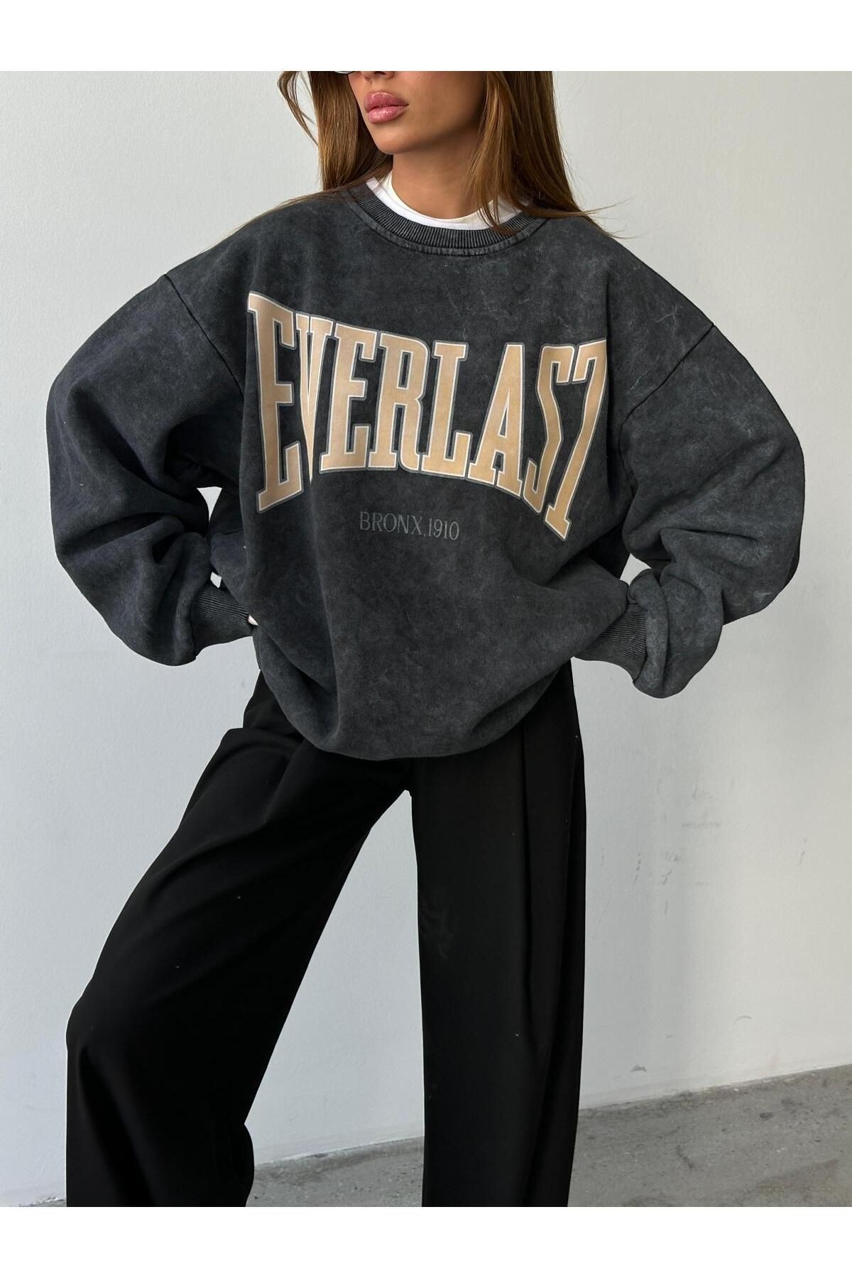 Everlast Baskı Sweat Füme Yıkama