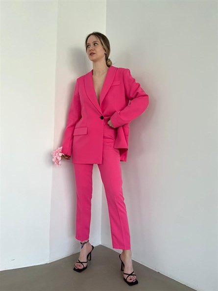 Kumaş Havuç Pantolon Pembe