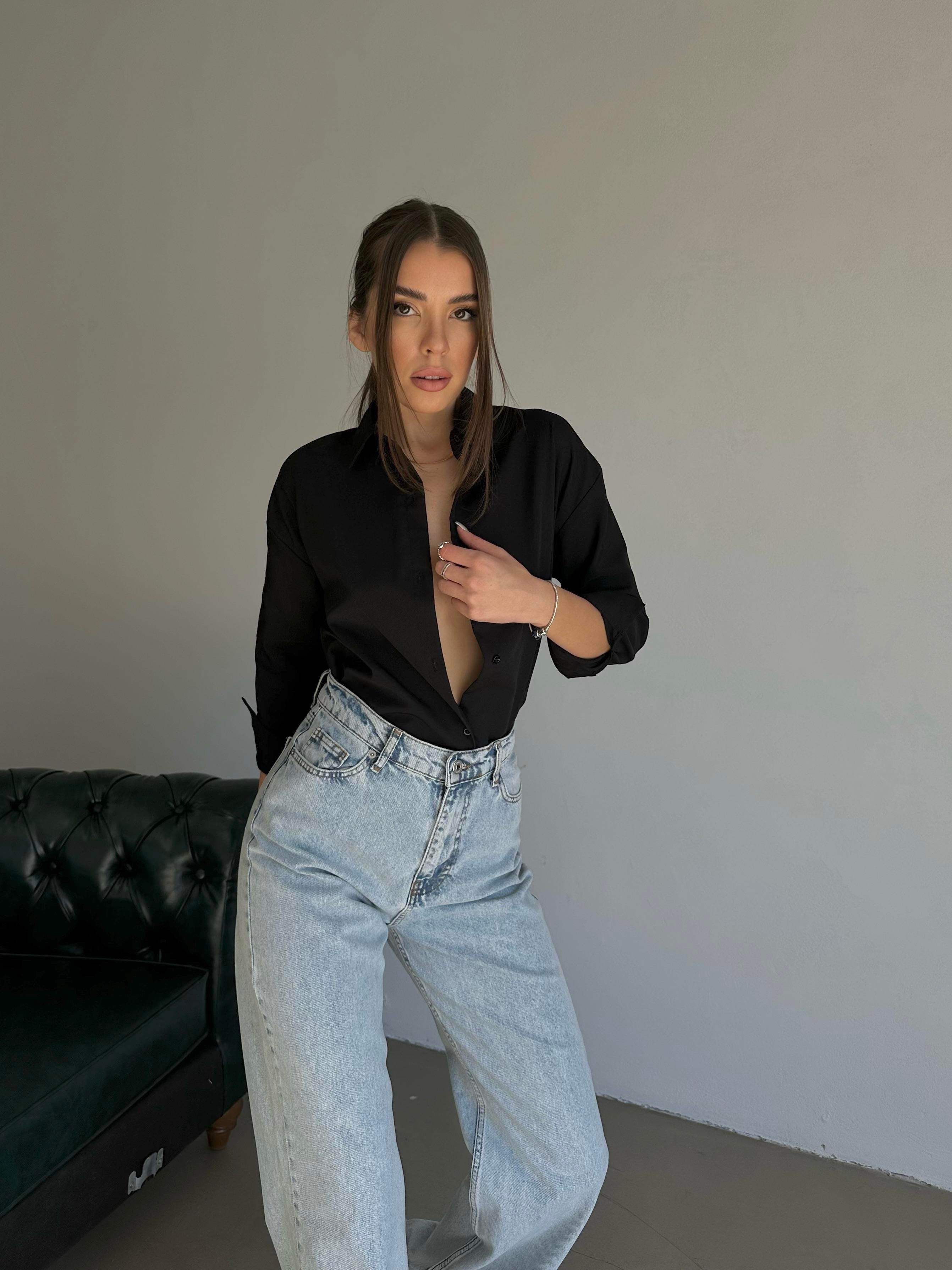 Oversize Basic Gömlek Siyah