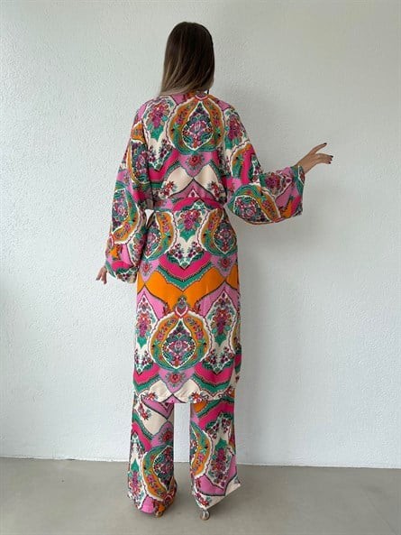 Etnik 2’li Kimono Takım Turuncu