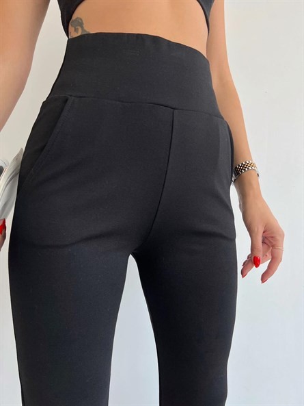 Yüksek Bel Jogger Tayt Eşofman Siyah