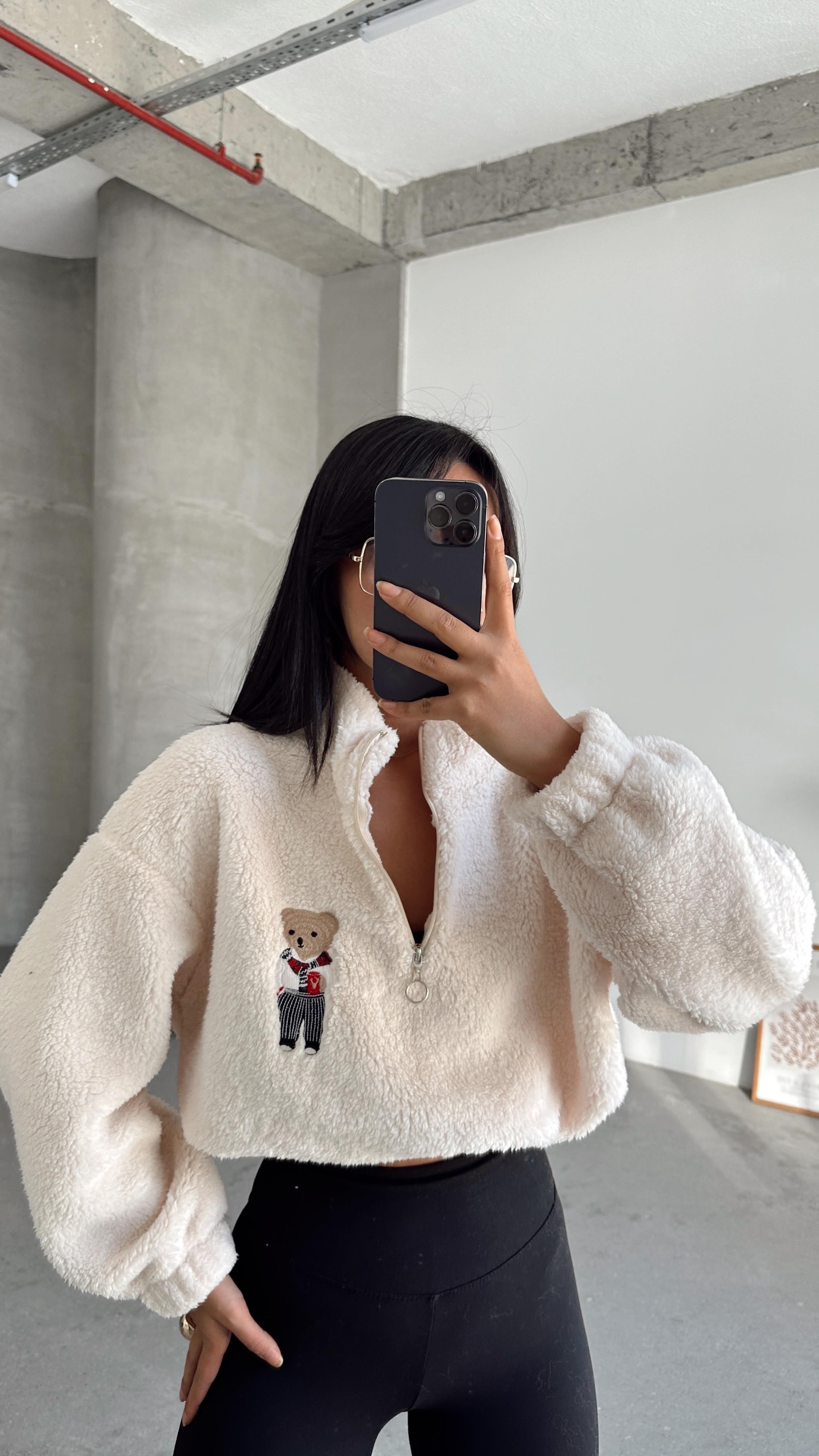 Bear Peluş Sweat Ekru