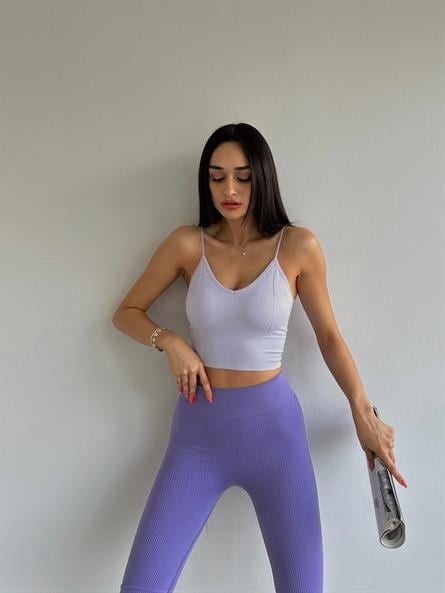 Çelik Örme Korse Crop Top Lila