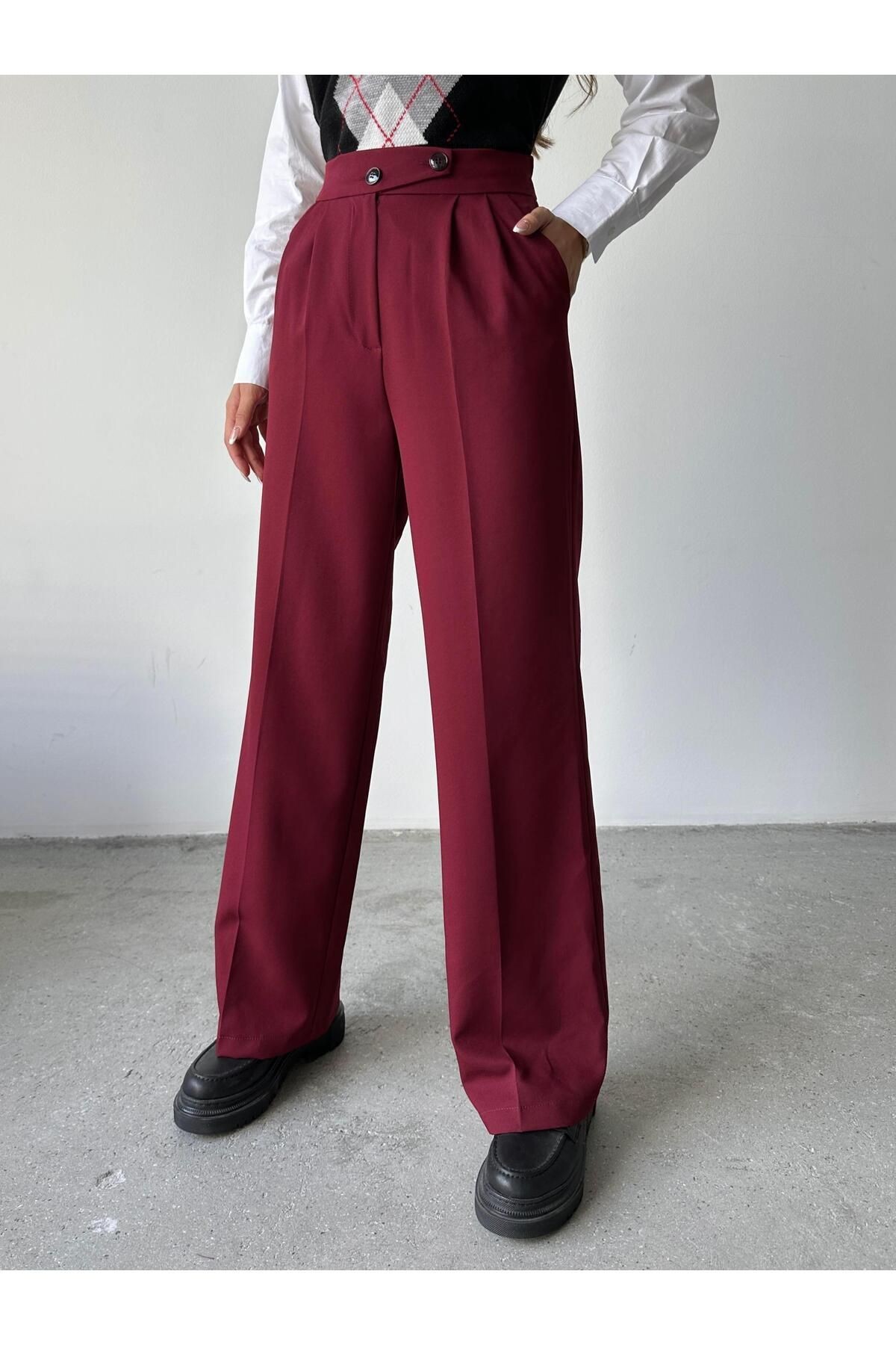 Kore Model Pantolon Bordo