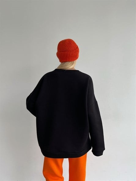 Ready Süzene Detay 3 İplik Sweatshirt Siyah