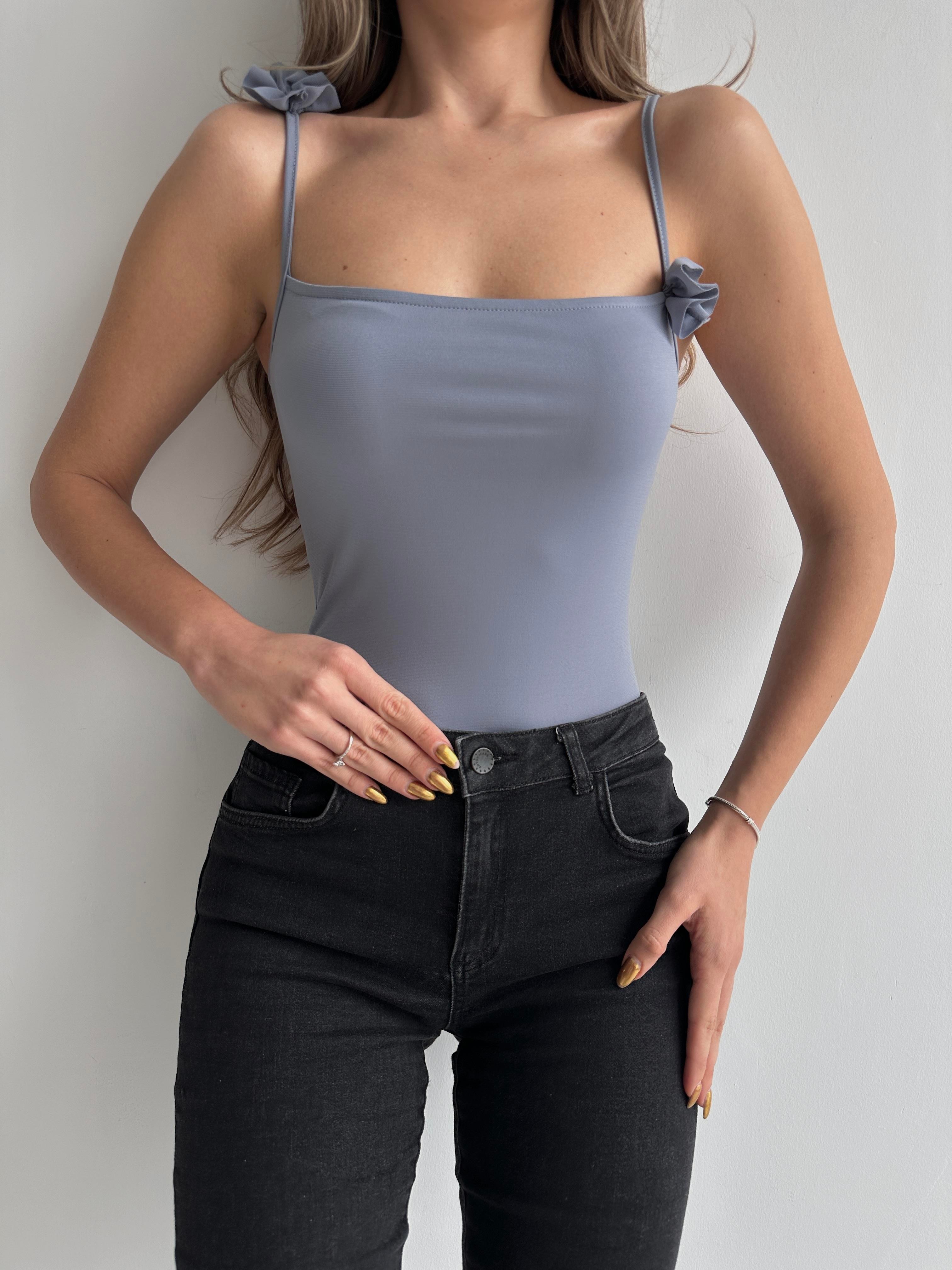 Flow Askılı Bodysuit Füme