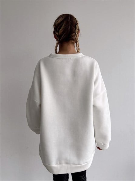 Pacific Oversize 3 İplik Sweatshirt Beyaz