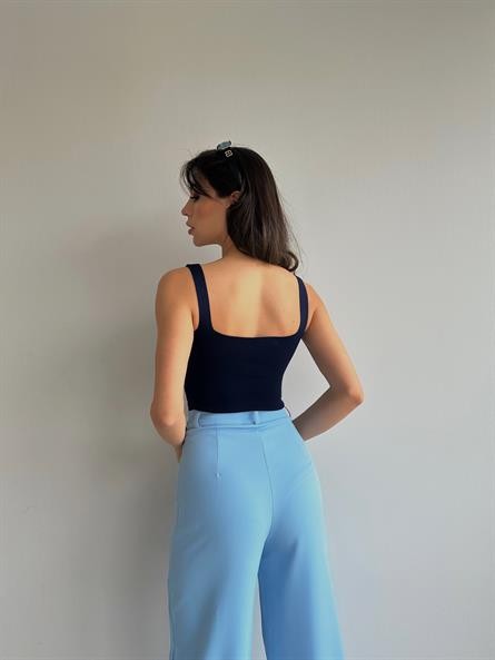 Triko Korse Crop Lacivert