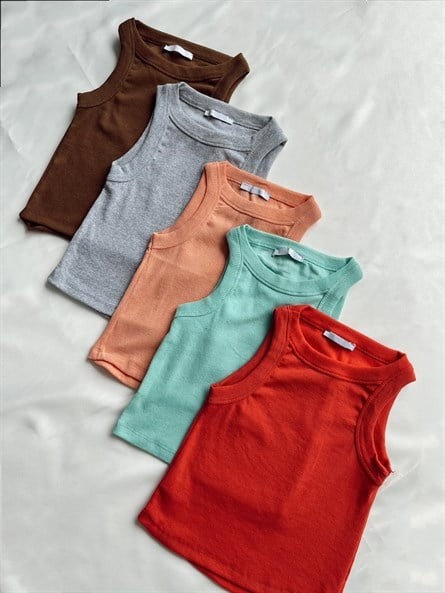Halter Yaka Fitilli Crop Petrol Yeşili