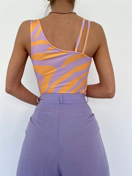Çift Askı Detay Sandy Crop Lila-Turuncu