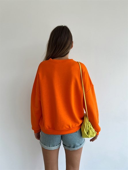 Today Forecast Baskı Sweatshirt Turuncu