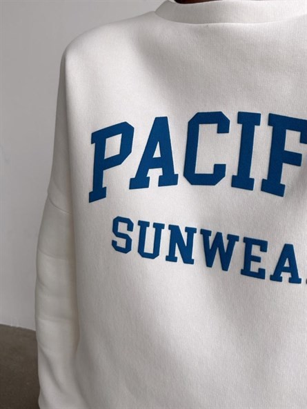 Pacific Oversize 3 İplik Sweatshirt Beyaz