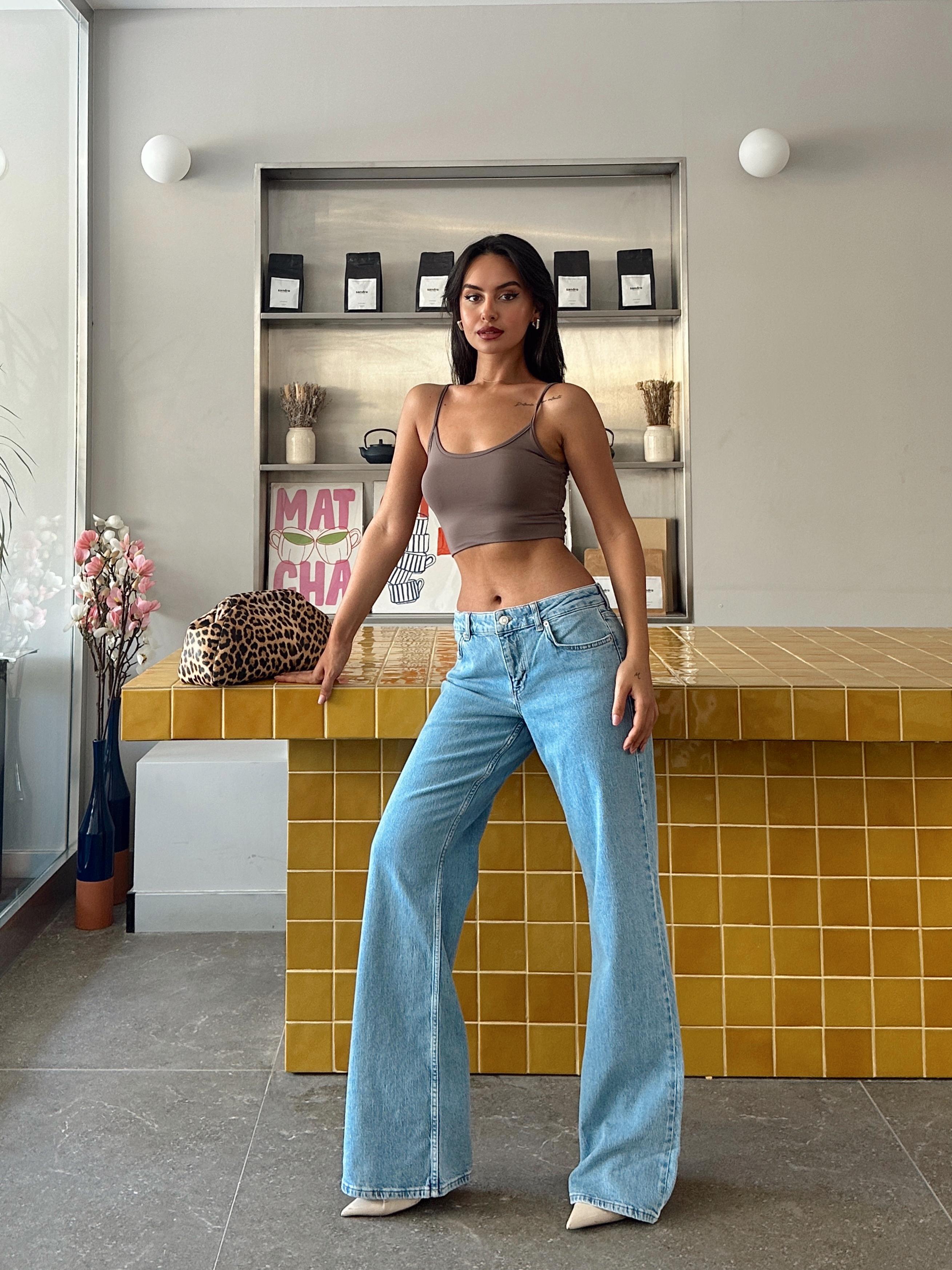 Orta Bel Wide Leg Jean  - Mavi