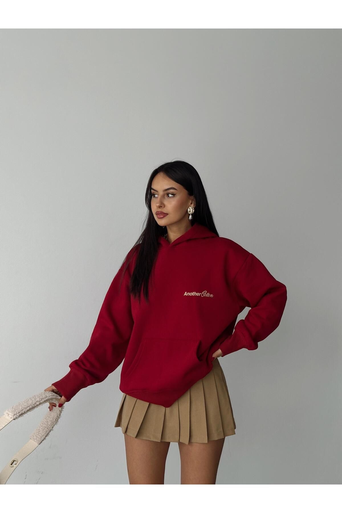 Another Kapüşonlu Sweatshirt Bordo