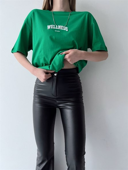 Wellness Kabartma Oversize Basic Yeşil