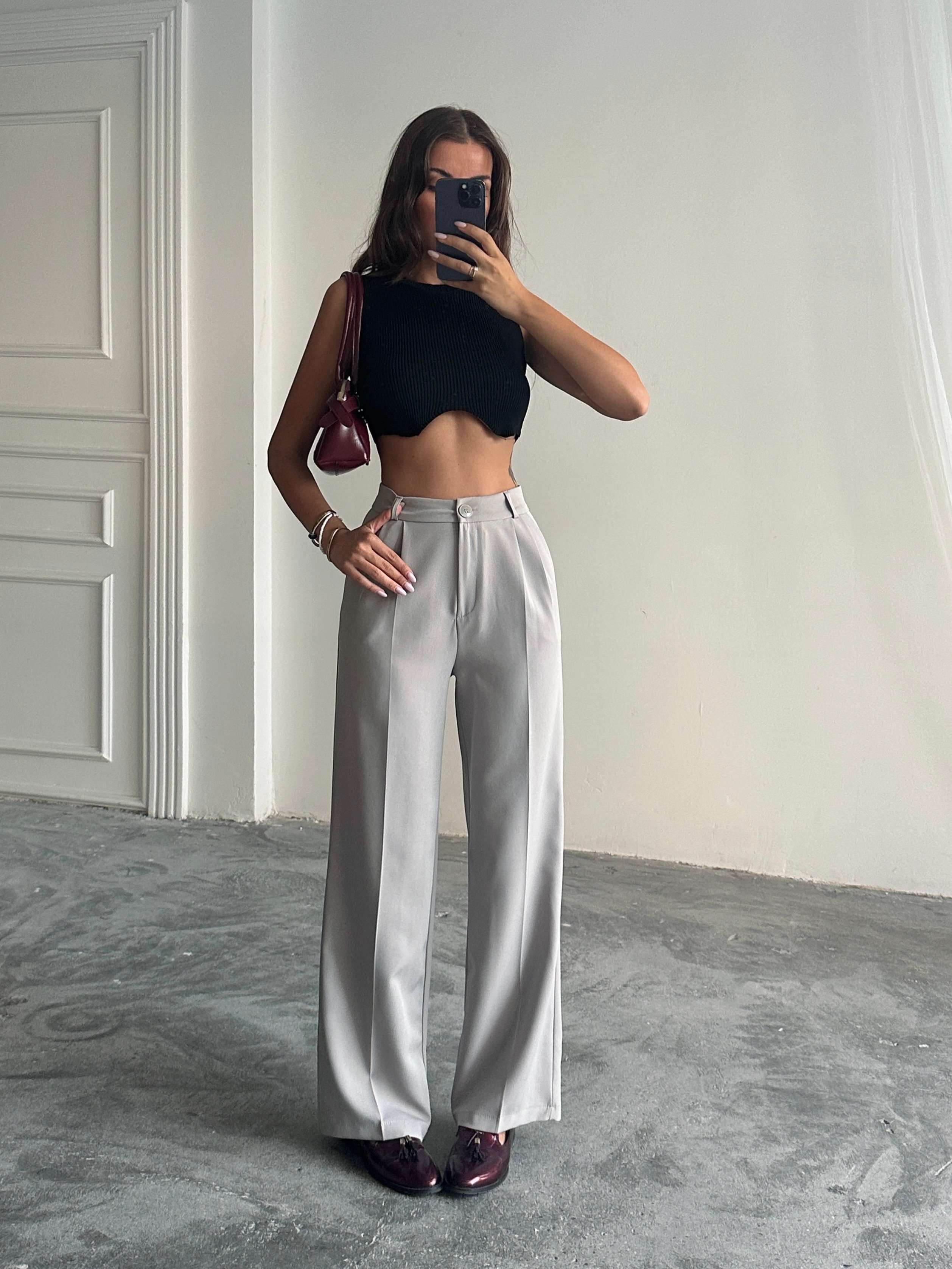 My Palazzo Kumaş Pantolon Gri