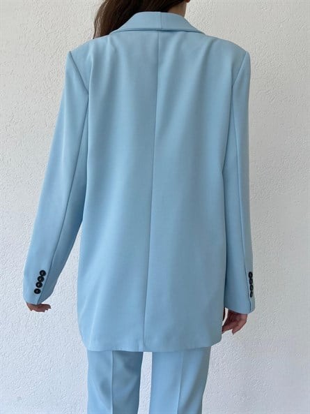 Tek Düğme Astarlı Blazer Ceket Bebe Mavi