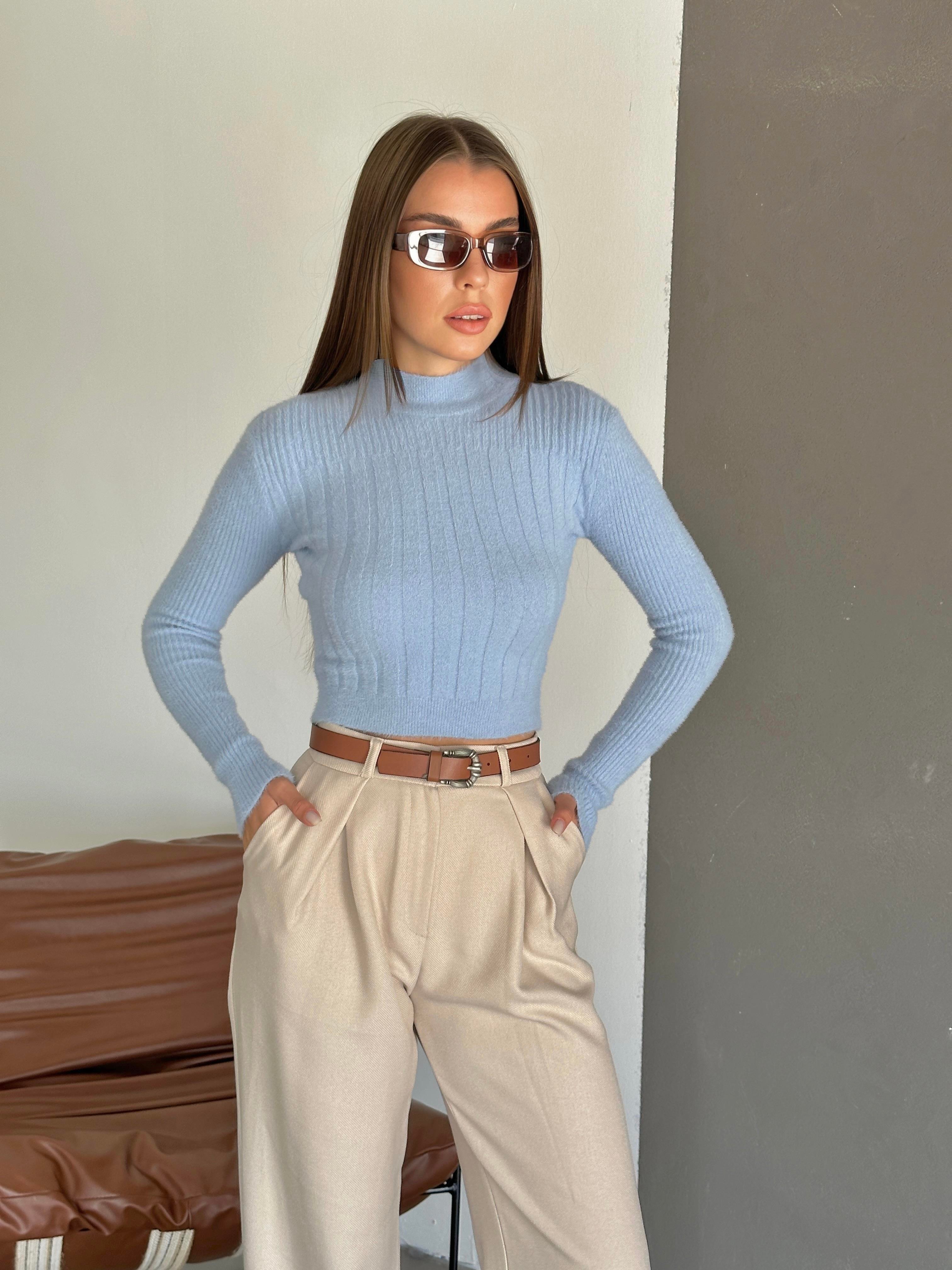 Long Sleeve Yumoş Kazak Bebe Mavi