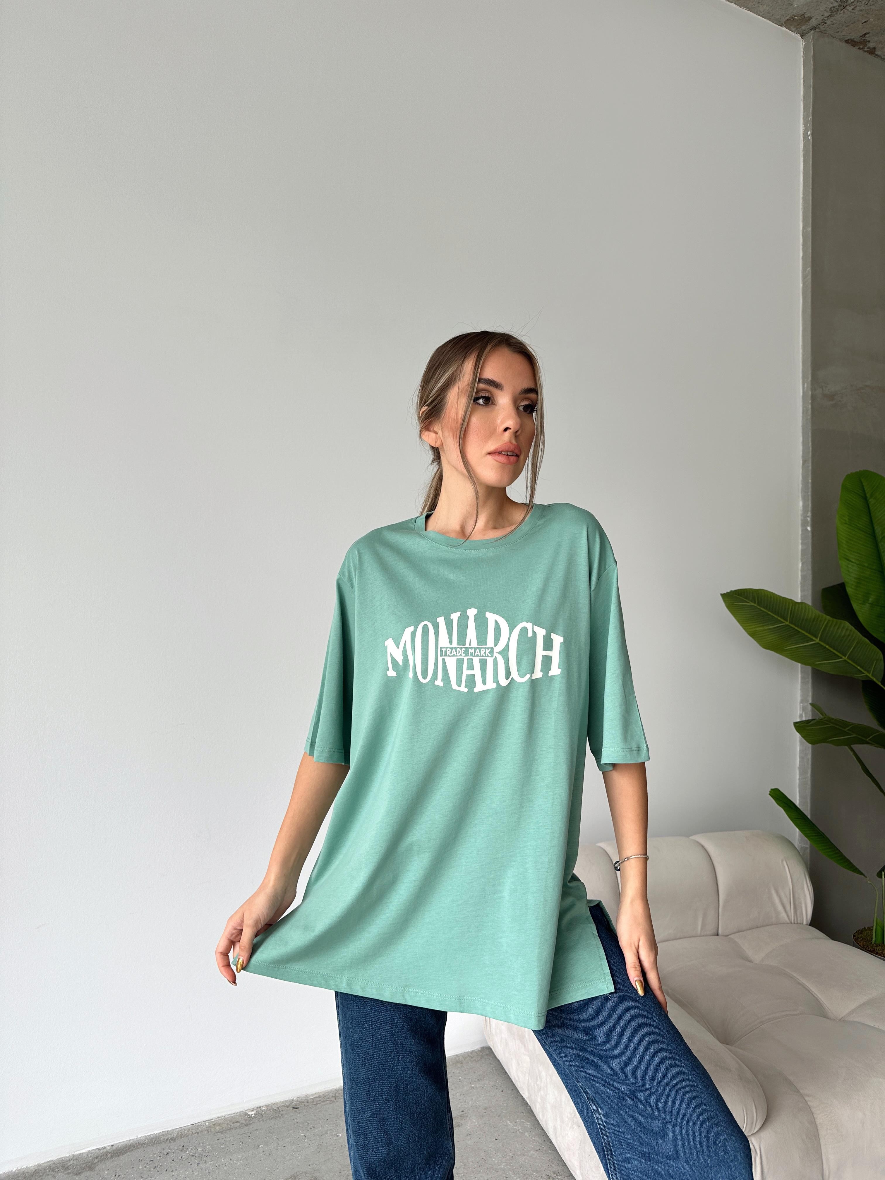 Yan Yırtmaç Oversize Monarch T-shirt Mint