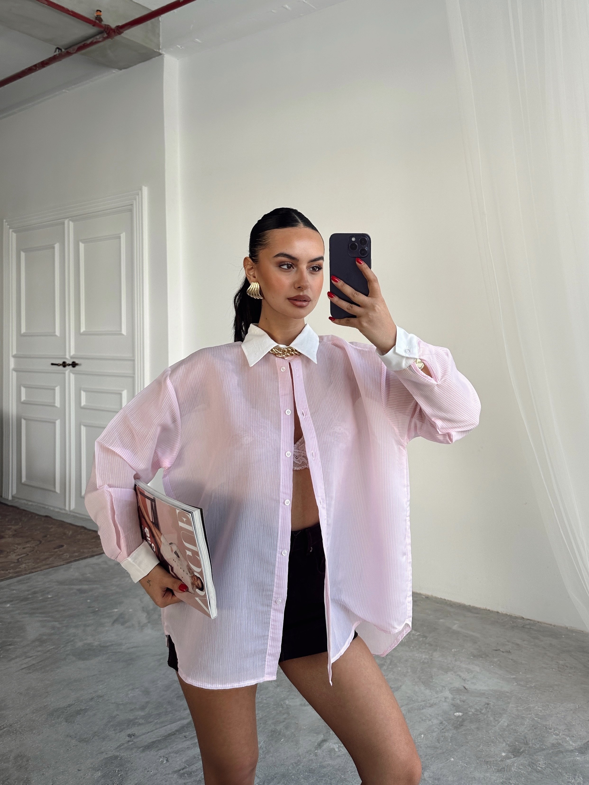 Transparan Gömlek - Pembe