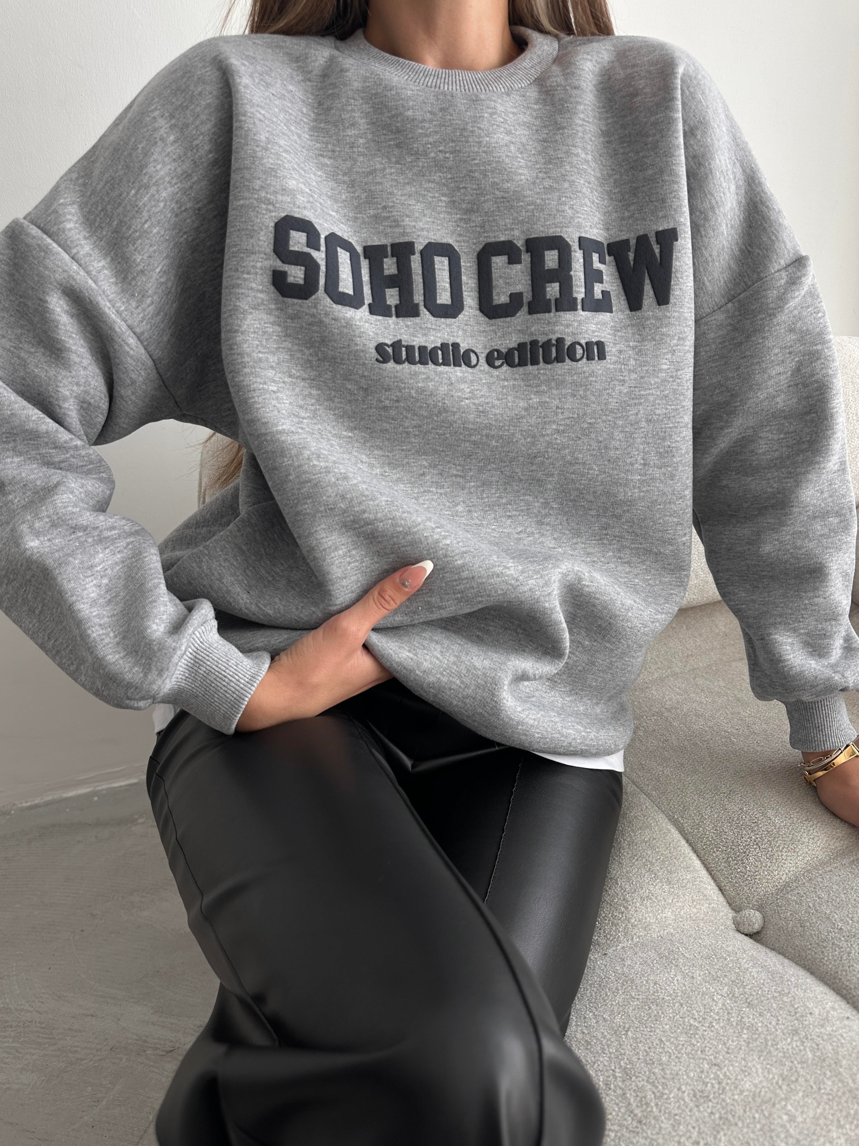 Soho Crew Oversize 3 İplik Sweatshirt Gri